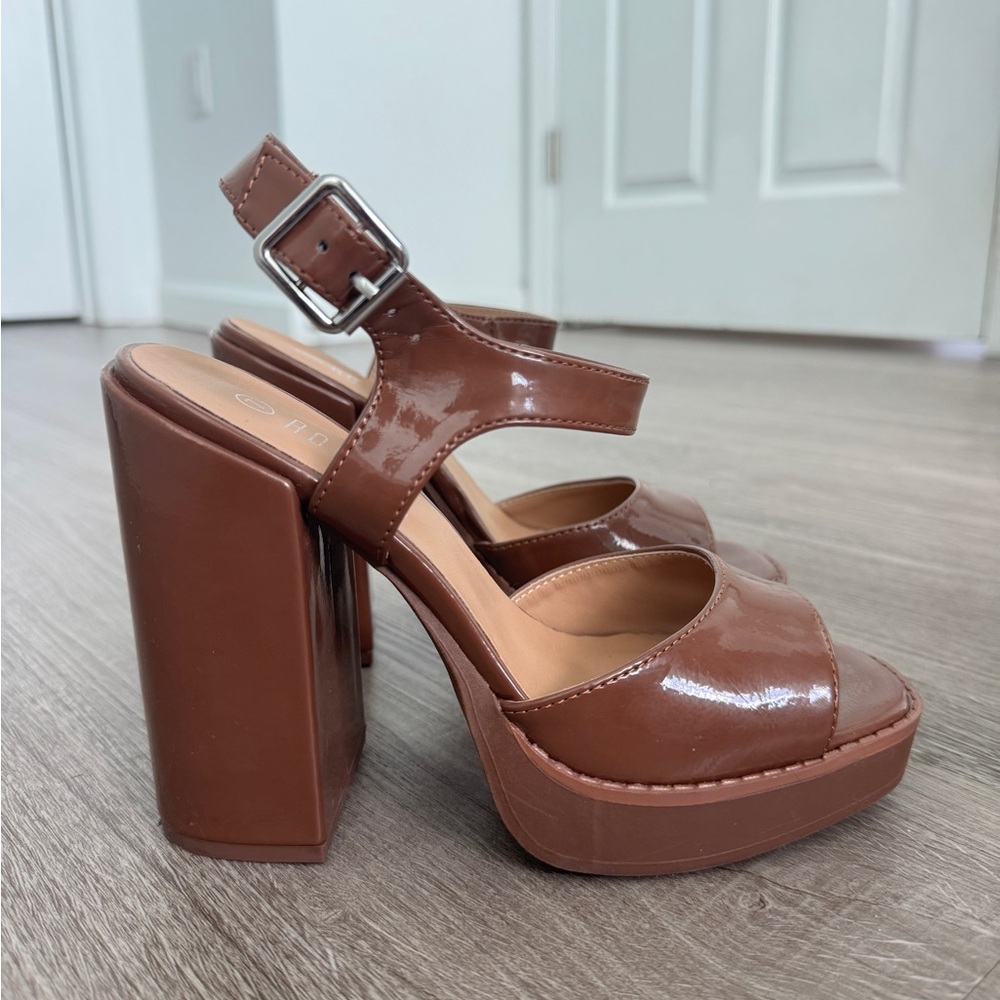 Chunky Brown Platform Heels